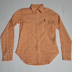(#15) Polo by Ralph Lauren Orange Gingham Button-Down Shirt
